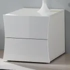 Sypialnia Nocna 2 Szuflady Białe Drewno Arch Design - Sabine Viadurini