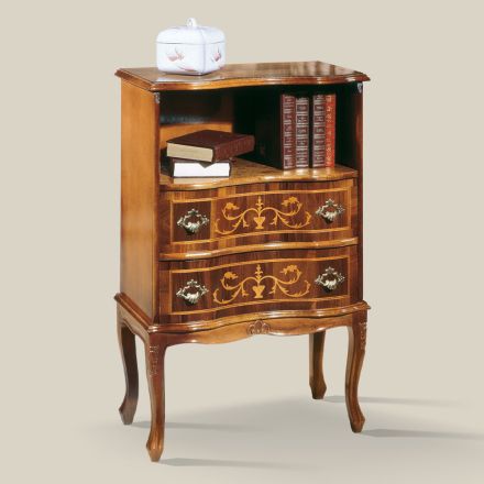 Klasyczny stolik nocny z drewna orzechowego z szufladami Made in Italy - Elegant Viadurini