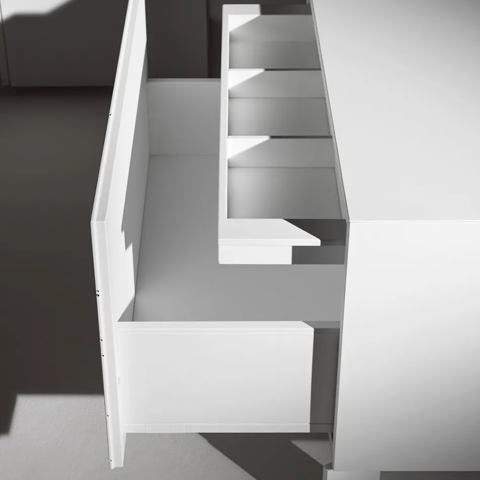 Stolik nocny z 1 szufladą z malowanej płyty wiórowej - Leone Viadurini