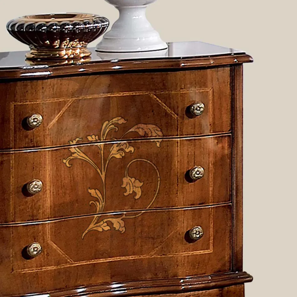 Szafka nocna z 3 szufladami z drewna orzechowego Bassano Made in Italy - Luxury Viadurini