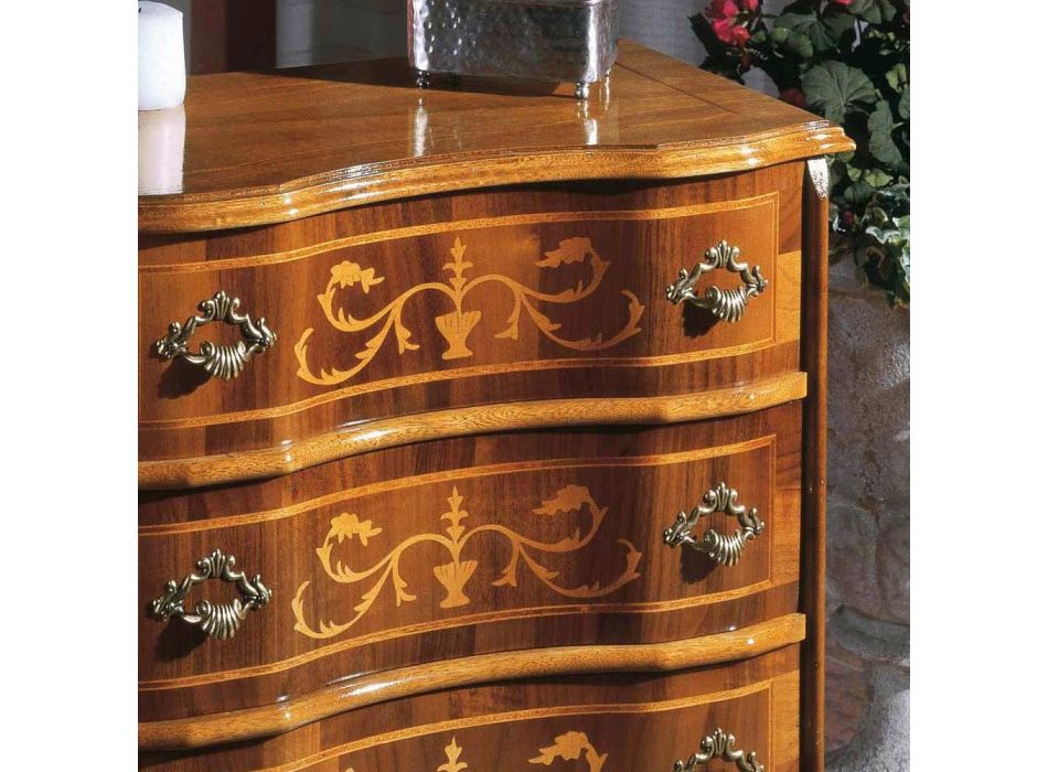 Szafka nocna z szufladami z drewna orzechowego lub białego Made in Italy - Elegant Viadurini