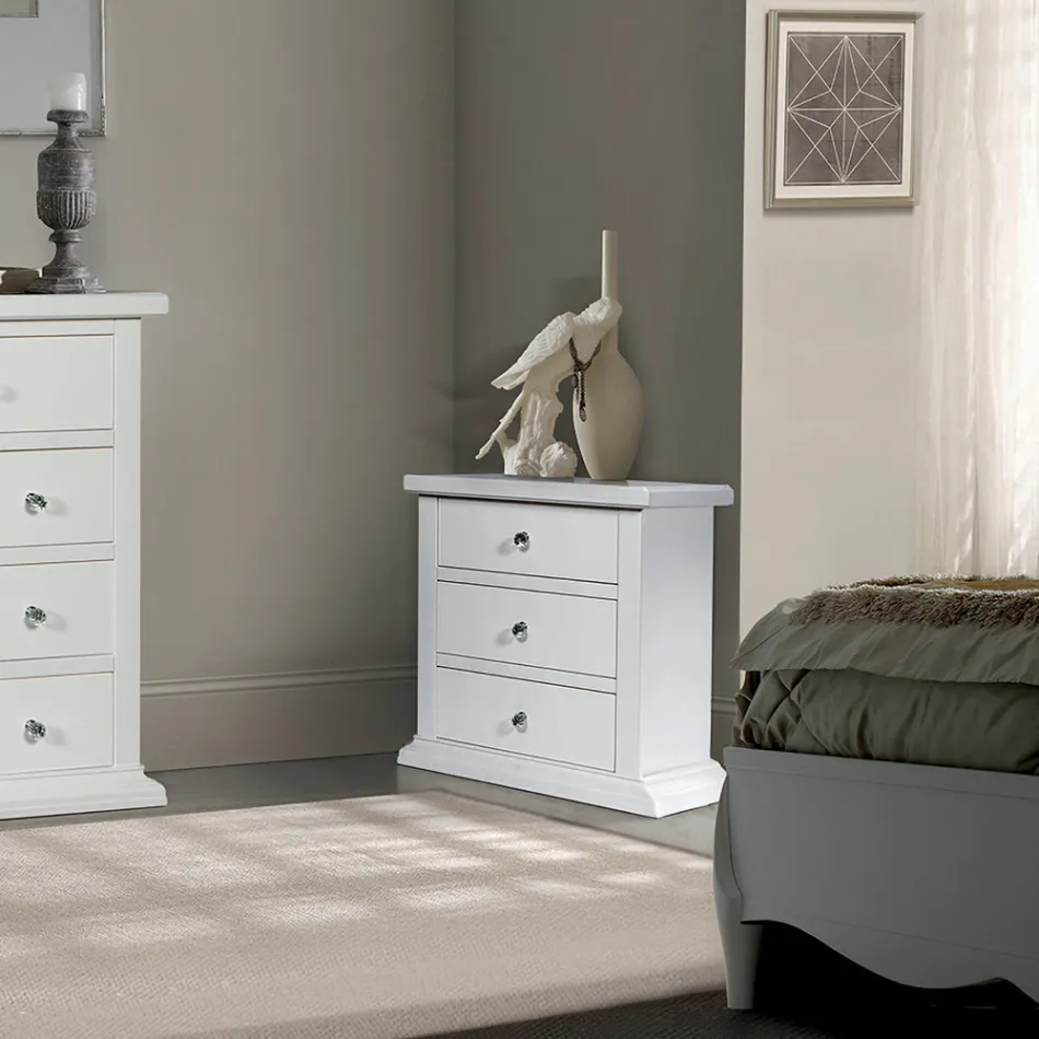 Stolik nocny ze strukturą z fornirowanych cząstek drewna Made in Italy - Thor Viadurini