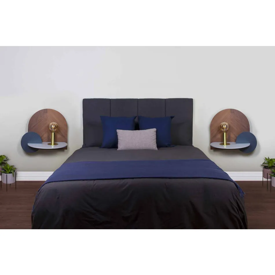 Stolik nocny o nowoczesnym designie składający się z 3 modułowych paneli ze sklejki - Marea Viadurini