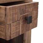 Zaprojektuj stolik nocny z szufladą z drewna akacjowego i żelaza - Dionne Viadurini