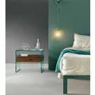 Stolik nocny o nowoczesnym designie z wyjątkowo przezroczystego szkła Made in Italy - Secret Viadurini