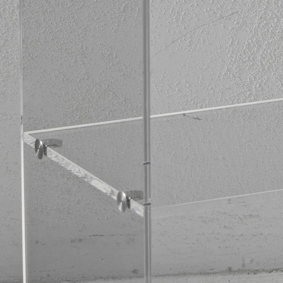 Przezroczysty akrylowy kryształowy stolik nocny z półką designerską - Minervo Viadurini