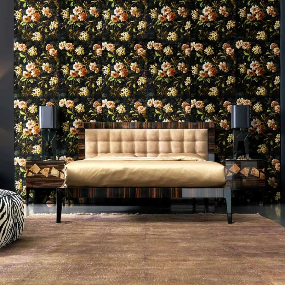 Stolik nocny z drewna orzechowego i hebanowego Grilli Zarafa, design Viadurini