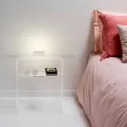 Przezroczysty stolik nocny z podświetlanym diodowo światłem dotykowym Adelia Viadurini