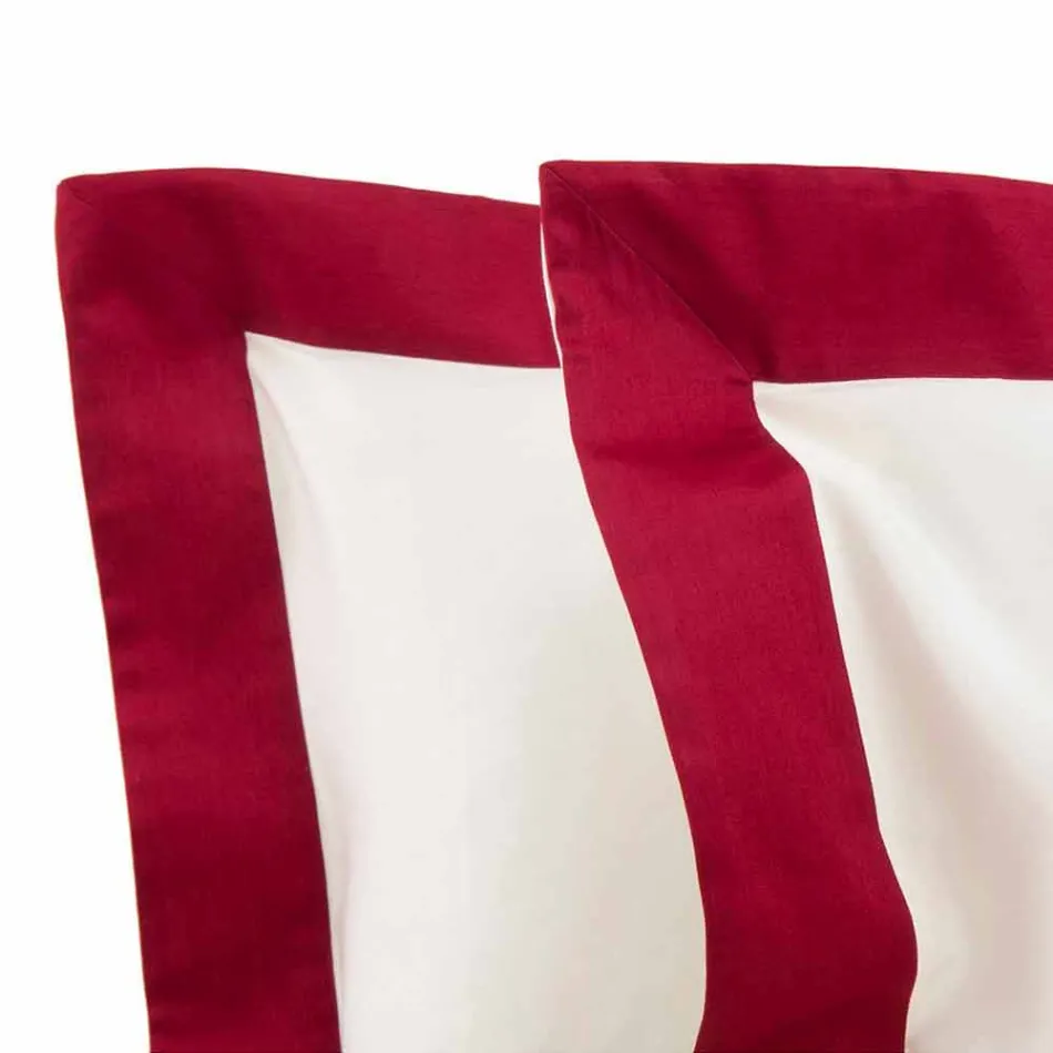 Satynowy komplet pościeli do łóżka podwójnego z kolorowymi krawędziami - hiacynt Viadurini