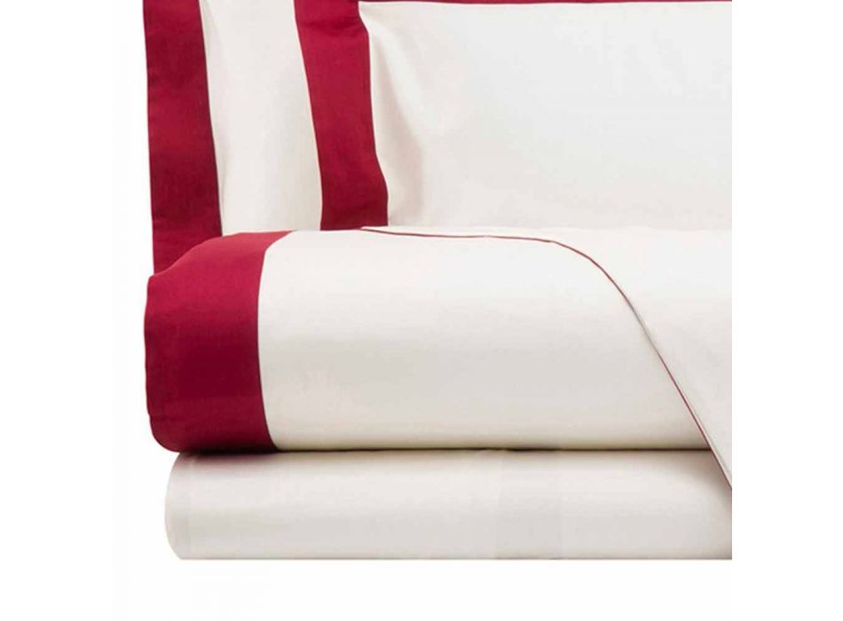 Satynowy komplet pościeli do łóżka podwójnego z kolorowymi krawędziami - hiacynt Viadurini