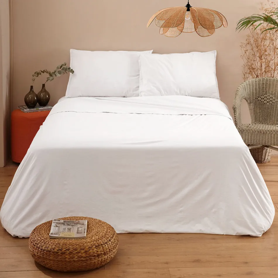 Kompletne łóżko podwójne z czystej bawełny, barwionej i cieniowanej - Delikatność Viadurini