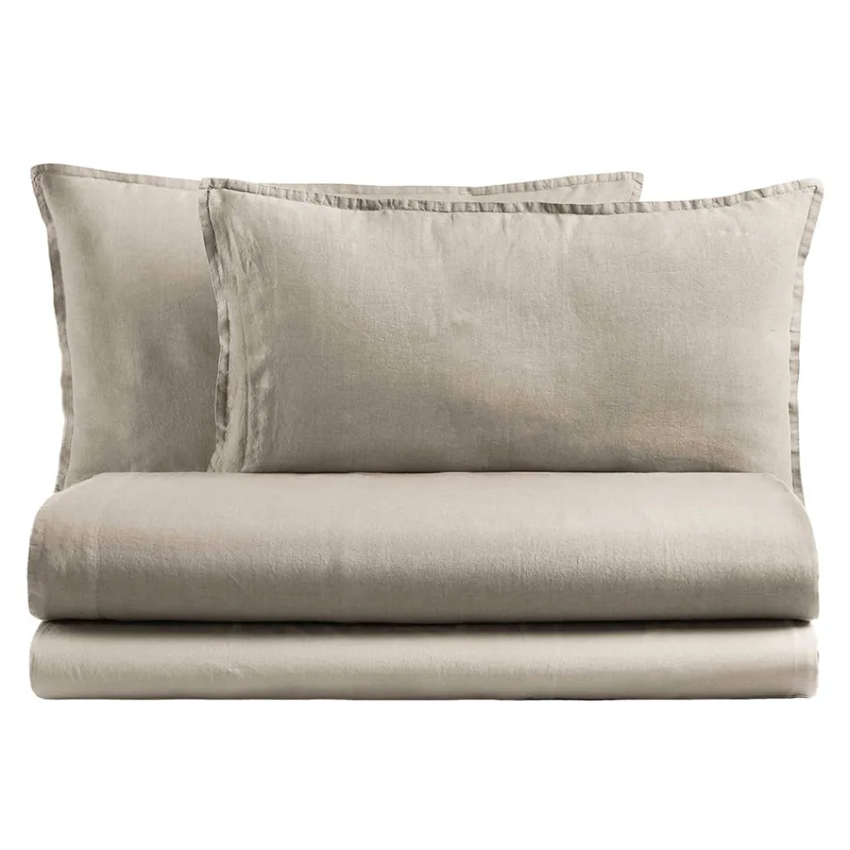 Kompletne łóżko dwuosobowe z czystej bawełny, barwionej i cieniowanej - Delikatność Viadurini