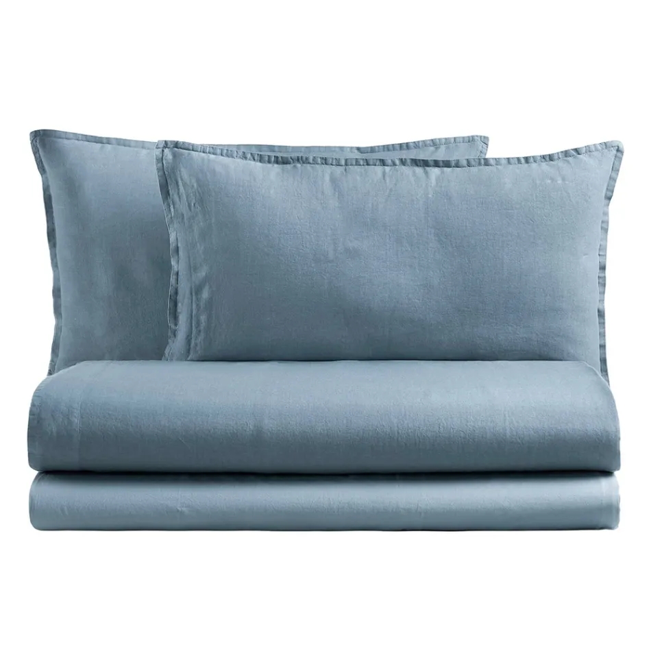 Kompletne łóżko podwójne z czystej bawełny, barwionej i cieniowanej - Delikatność Viadurini