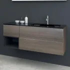 Kompozycja 2 Zawieszone meble łazienkowe w lakierze platynowym Mdf 120 cm - Renga Viadurini