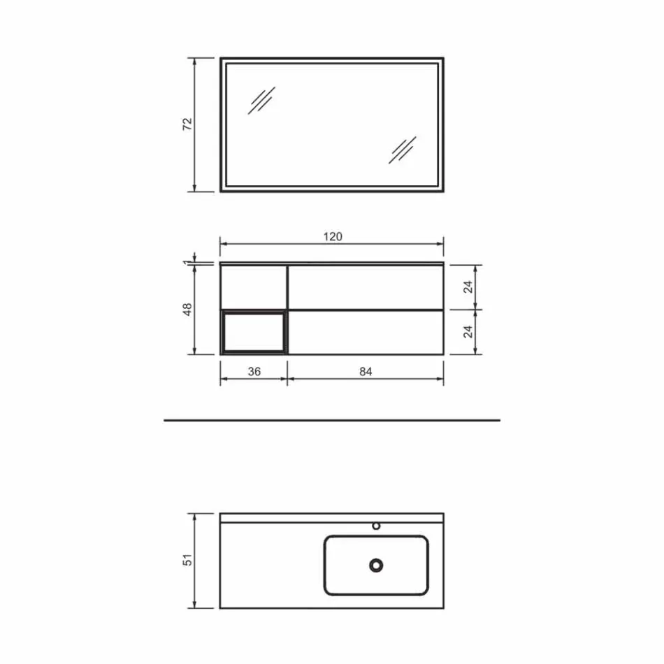 Kompozycja 2 Zawieszone meble łazienkowe z lakierowanego platynowo Mdf, luksusowe - Renga Viadurini