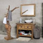 Kompozycja 3 Meble łazienkowe z drewna tekowego z umywalką z żywicy - Essence Viadurini