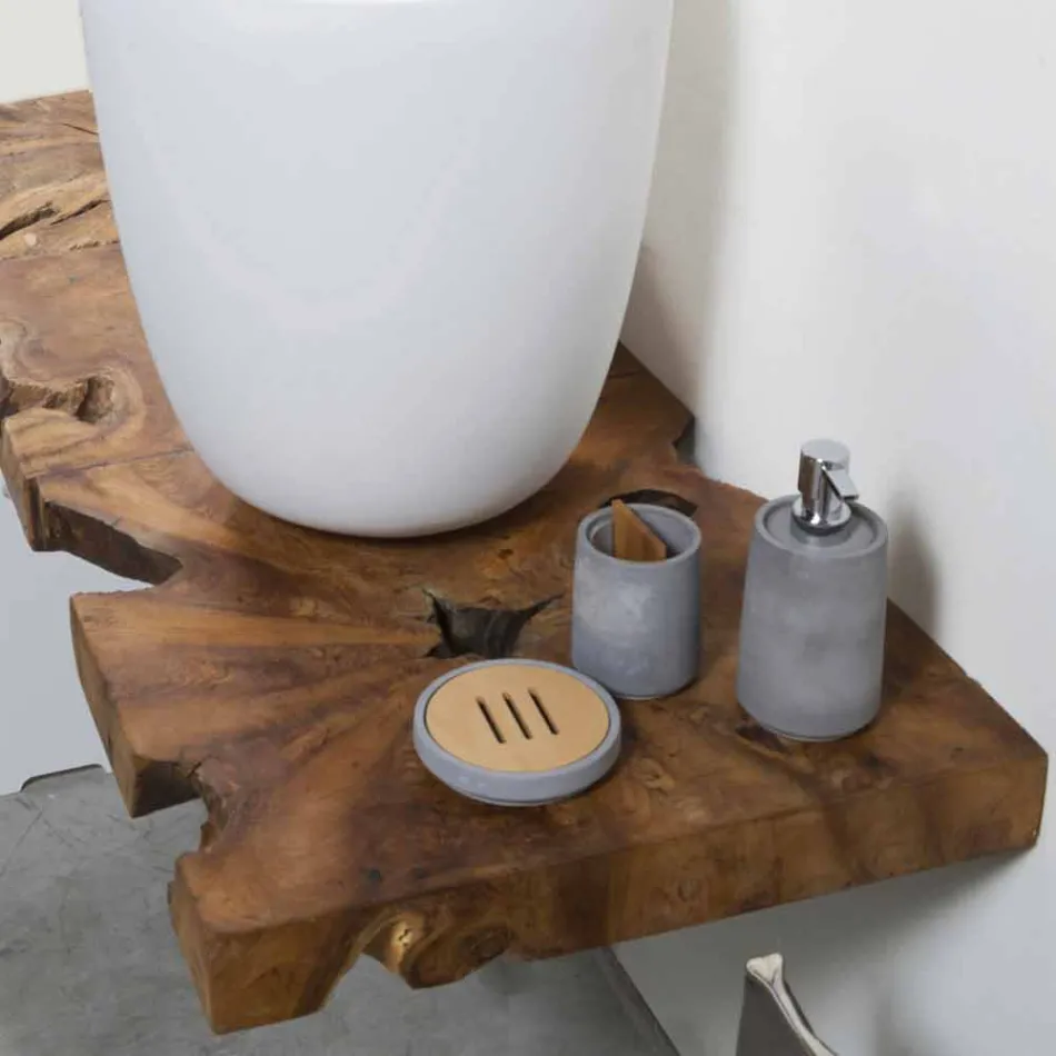 Kompozycja 3 Zawieszone meble łazienkowe z białą umywalką z żywicy - Dazzle Viadurini