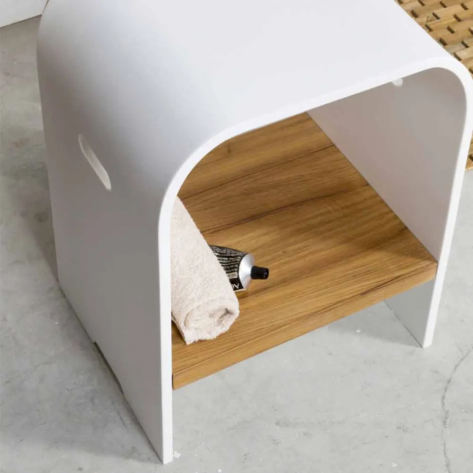 Kompozycja 3 Zawieszone meble łazienkowe z białą umywalką z żywicy - Dazzle Viadurini