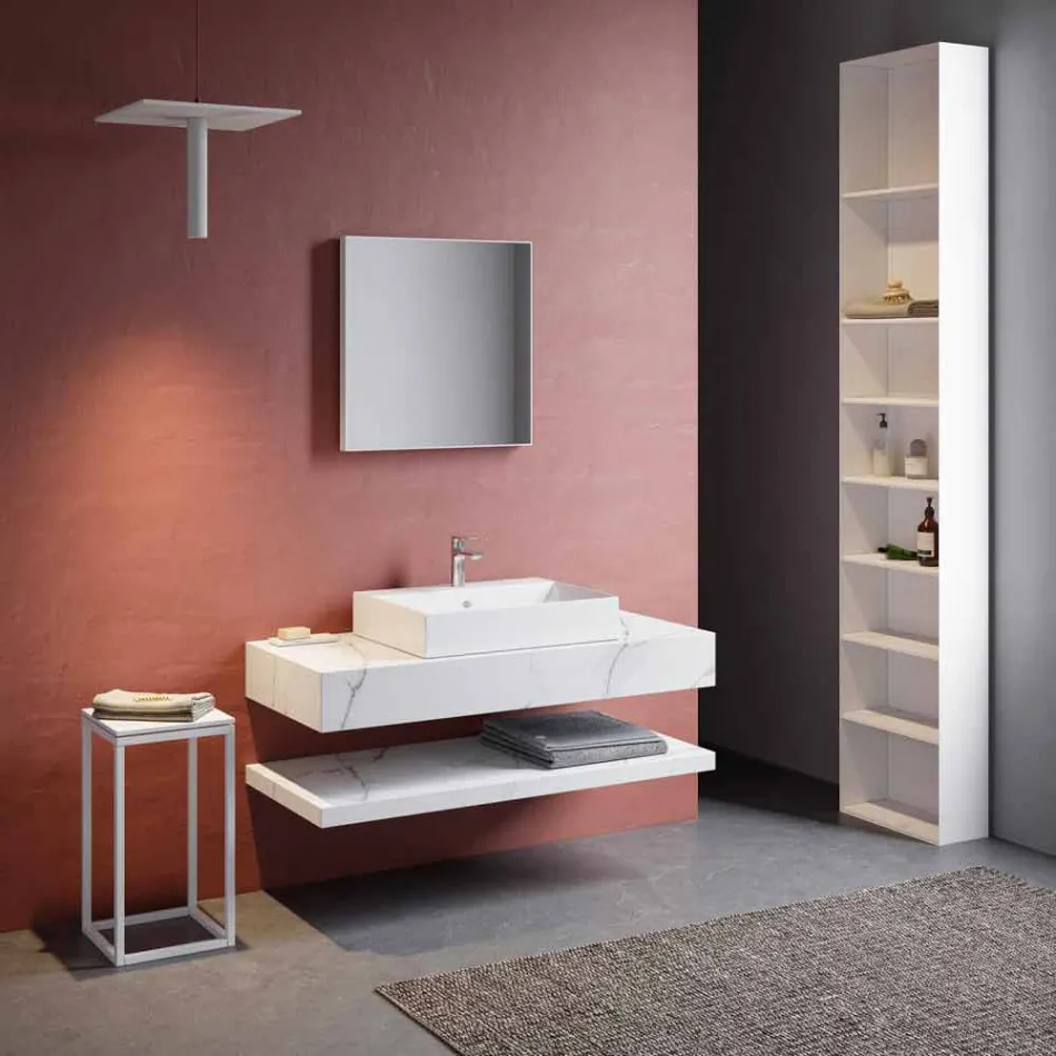 Kompozycja 3 Zawieszone meble łazienkowe z kamionki porcelanowej 4 Wykończenia - Rambina Viadurini