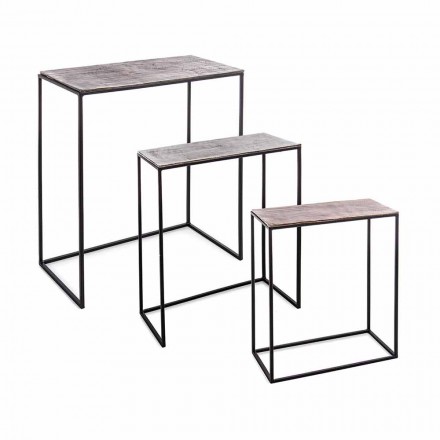 Kompozycja 3 stoliki kawowe z aluminium i stali Homemotion - Salvio Viadurini