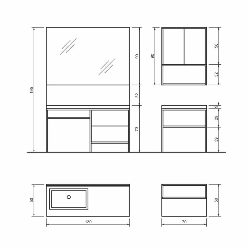 Kompozycja 5 Wolnostojące meble łazienkowe z metalu i Ecolegno Made in Italy - Cizco Viadurini