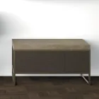 Kompozycja 5 Wolnostojące meble łazienkowe z metalu, Ecolegno i luksusowej kamionki - Cizco Viadurini