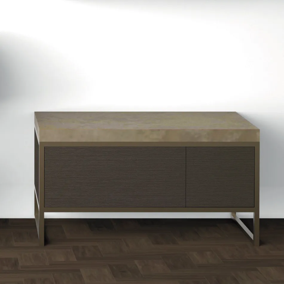 Kompozycja 5 Wolnostojące meble łazienkowe z metalu, Ecolegno i luksusowej kamionki - Cizco Viadurini