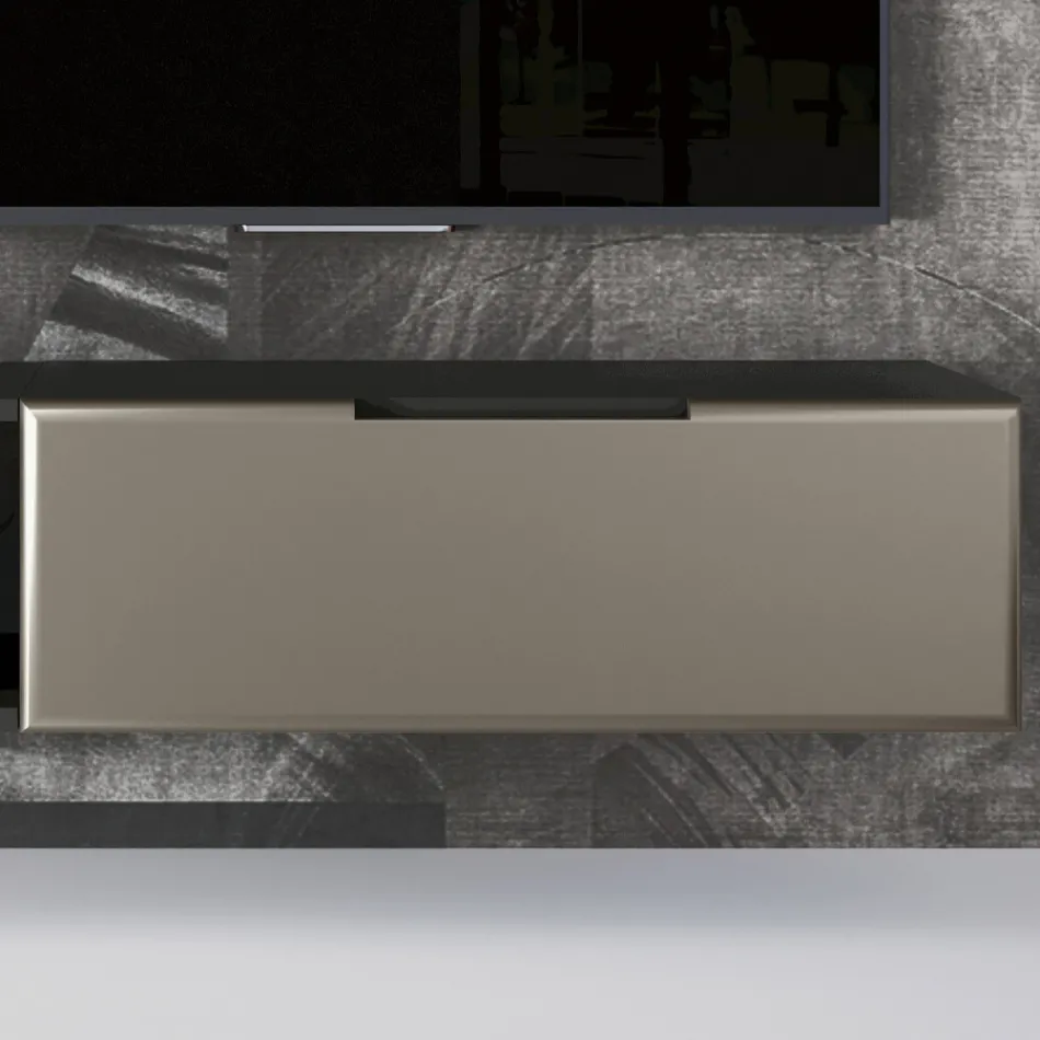 Nowoczesna kompozycja ścienna do salonu z płyty MDF Made in Italy - Linn Viadurini