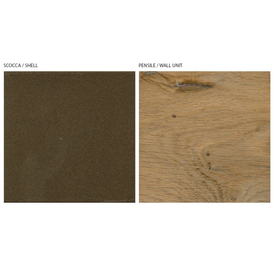 Nowoczesna kompozycja ścienna z tkanego dębu nordyckiego i żelaznego wykończenia - Siri Viadurini