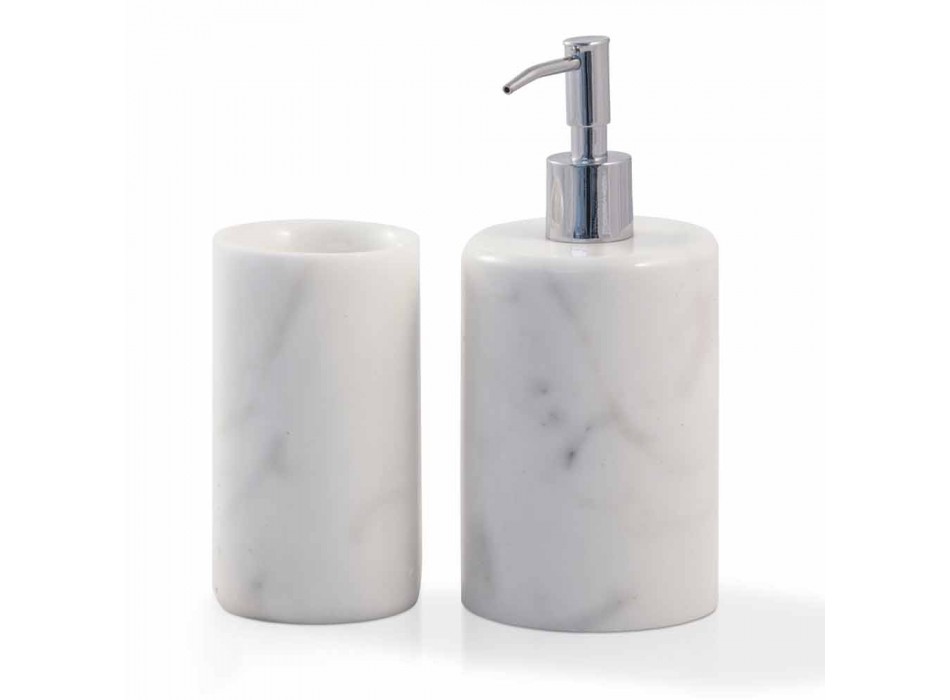 Skład Akcesoria łazienkowe z białego marmuru z Carrary Made in Italy - Tuono Viadurini