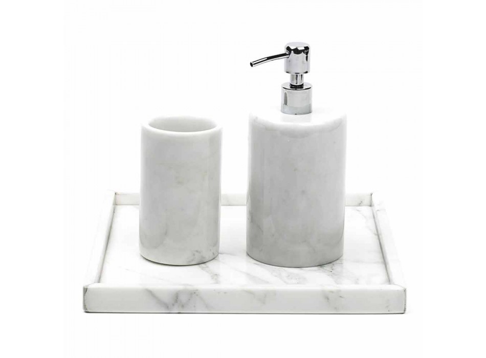 Skład Akcesoria łazienkowe z białego marmuru z Carrary Made in Italy - Tuono Viadurini