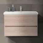 Zawieszona kompozycja mebli łazienkowych w melaminie dębowej - Becky Viadurini