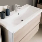 Zawieszona kompozycja mebli łazienkowych w melaminie dębowej - Becky Viadurini