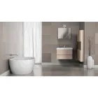 Zawieszona kompozycja mebli łazienkowych w melaminie dębowej - Becky Viadurini