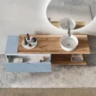 Kompozycja łazienkowa z lustrem Tiffany Blue i Oak Made in Italy - Ermes Viadurini