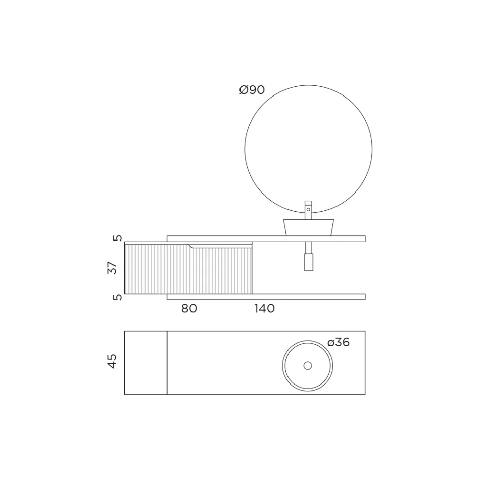 Kompozycja łazienkowa z lustrem Tiffany Blue i Oak Made in Italy - Ermes Viadurini