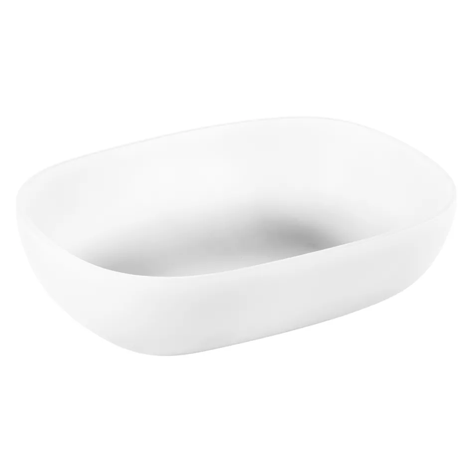 Biała kompozycja łazienkowa z odpornymi na zarysowania akcesoriami i lustrem - Patryk Viadurini