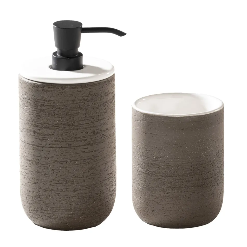 Biała kompozycja łazienkowa z akcesoriami odpornymi na zarysowania i lustrem - Patryk Viadurini