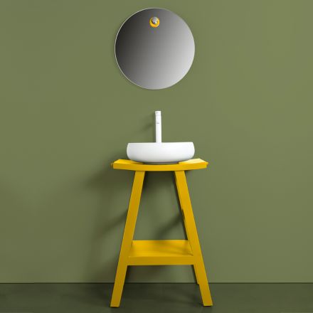 Żółta kompozycja łazienkowa z lustrem i akcesoriami - Maryse Viadurini