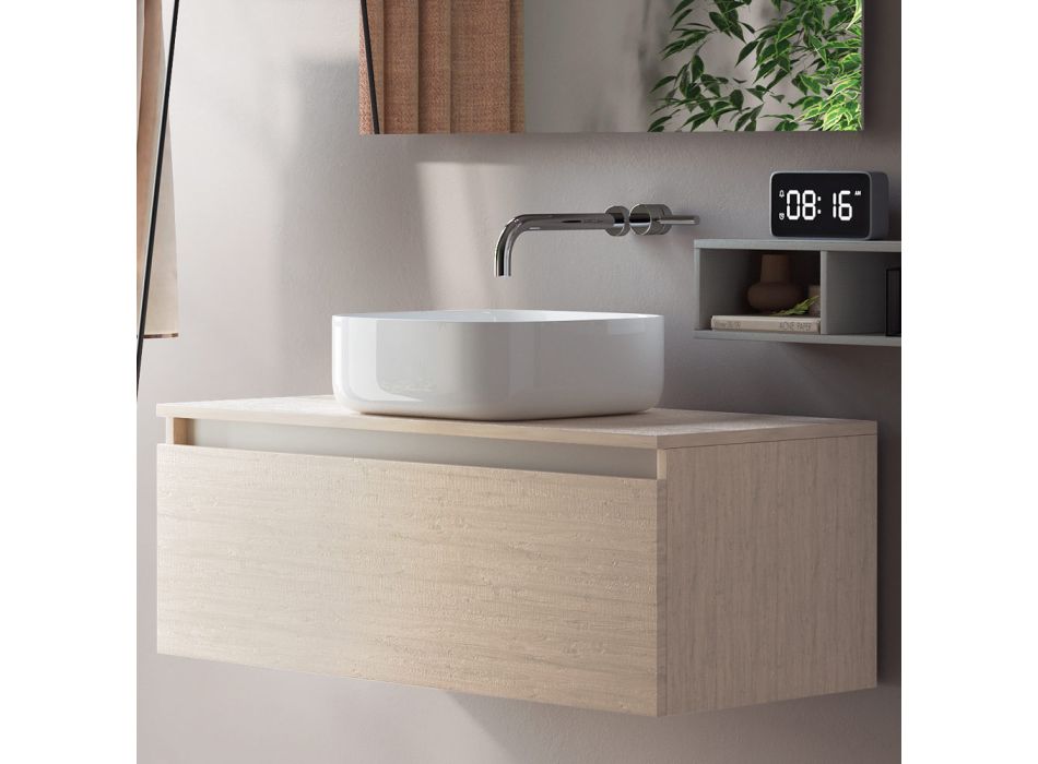 Kompozycja łazienkowa w komplecie z umywalką, lustrem i podstawą Made in Italy - Dream Viadurini