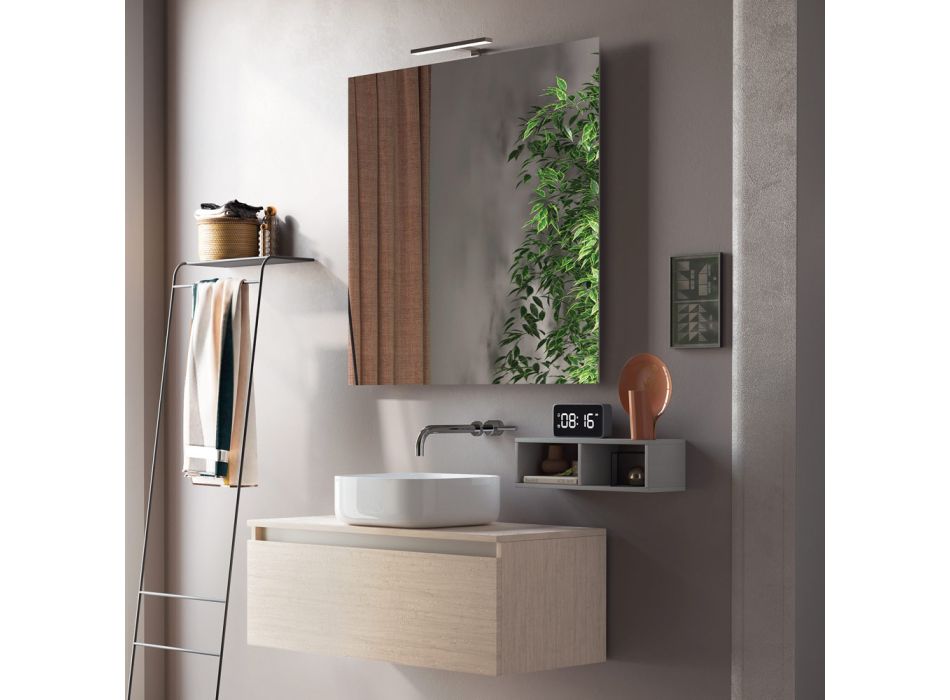 Kompozycja łazienkowa w komplecie z umywalką, lustrem i podstawą Made in Italy - Dream Viadurini