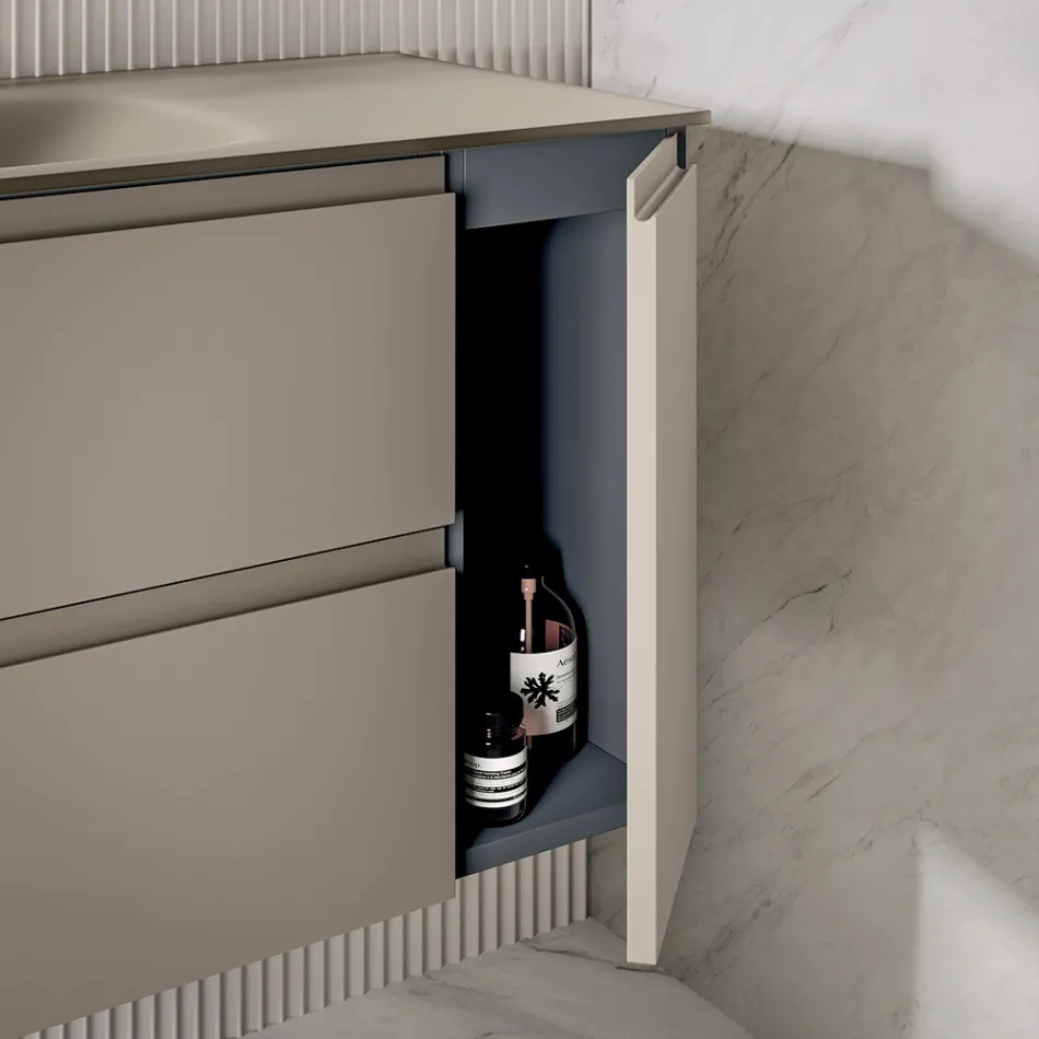 Zestaw łazienkowy z podstawą, 2 szufladami i 1 drzwiami - Titan Viadurini