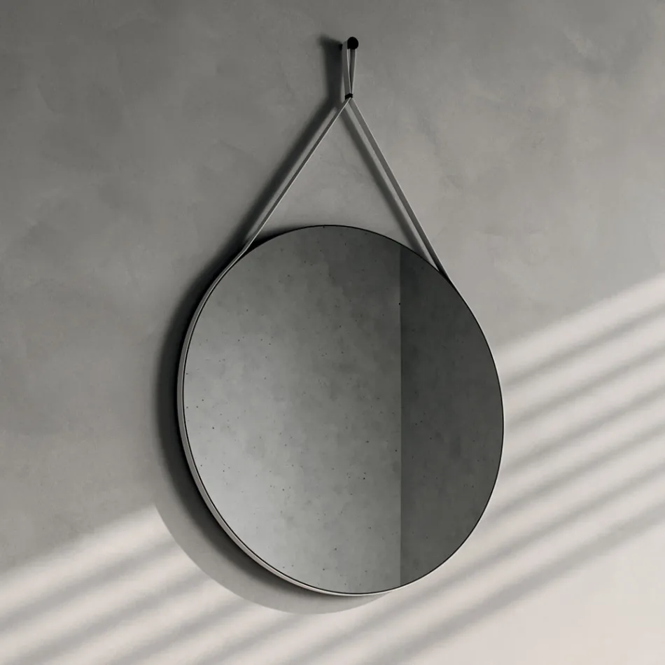 Zestaw łazienkowy z podstawą na kółkach, umywalką i lustrem - Titan Viadurini