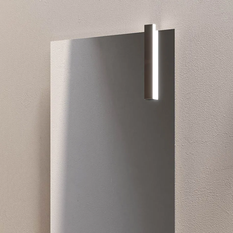 Kompozycja łazienkowa z 1 szufladą, 2 dębowymi półkami, umywalką i lustrem - Titan Viadurini