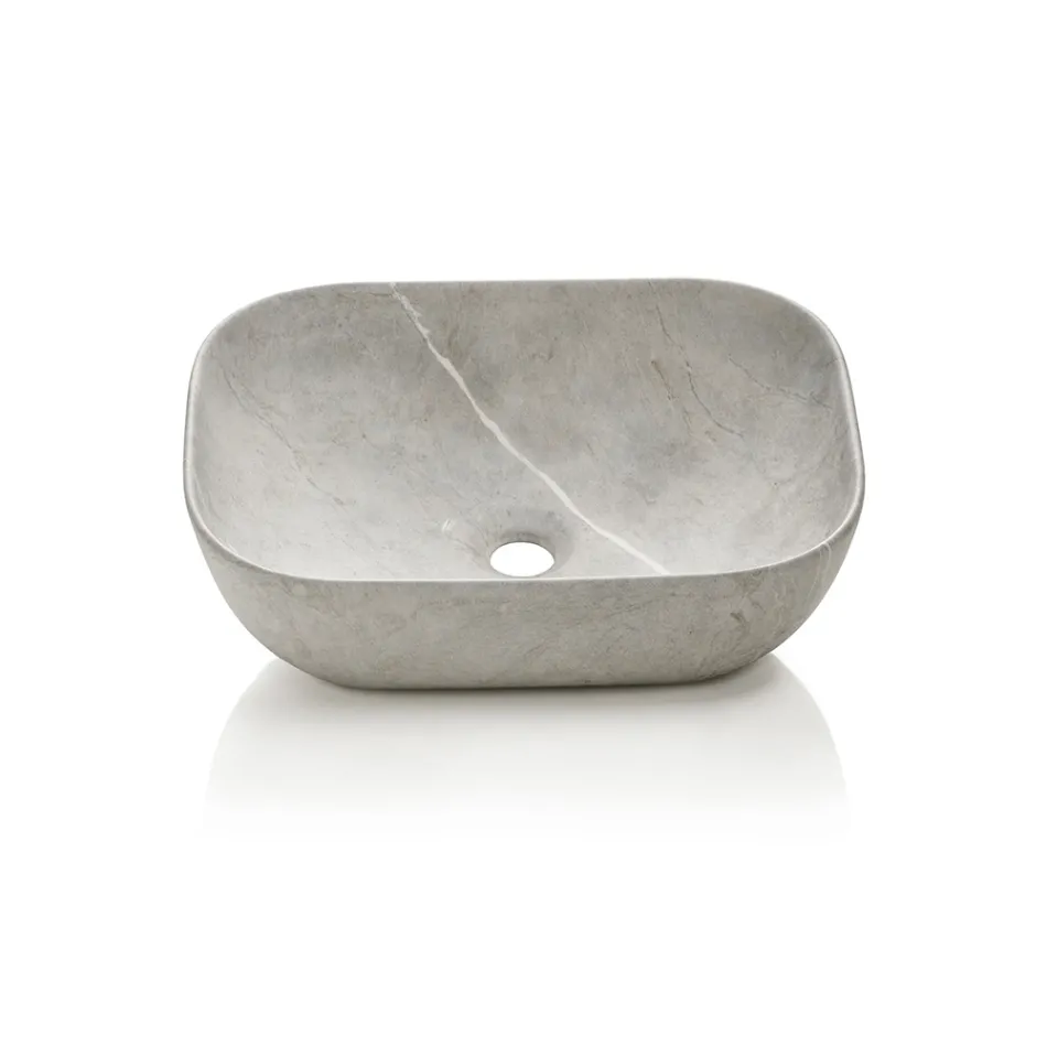 Kompozycja łazienkowa z 1 szufladą, 2 dębowymi półkami, umywalką i lustrem - Titan Viadurini