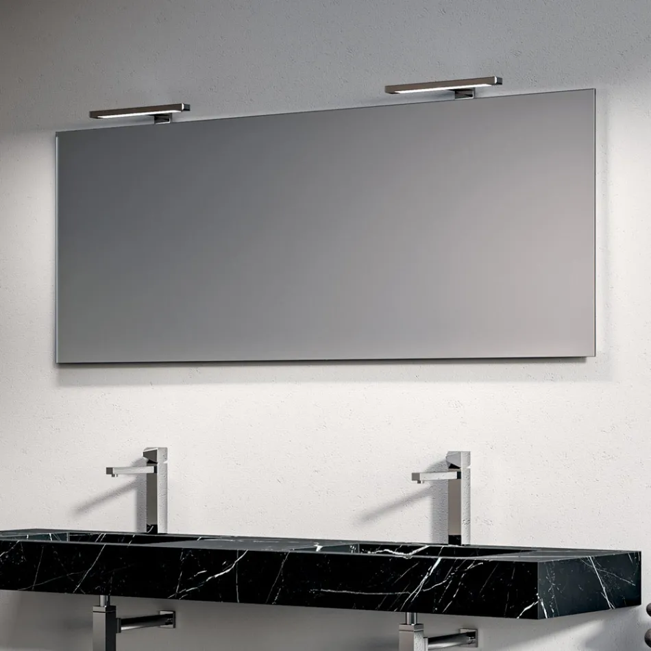 Kompozycja łazienkowa z 1 białą szufladą, lustrem i półką HPL Marquina - Velaria Viadurini