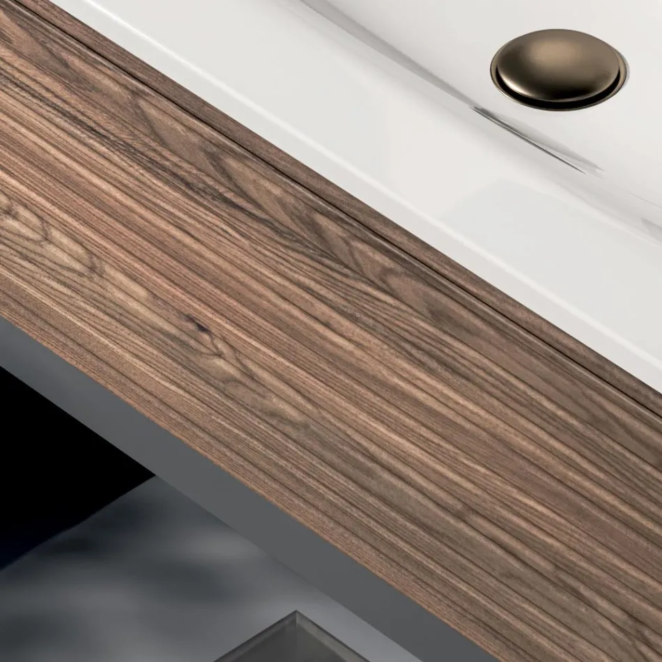 Kompozycja łazienkowa z 2 szufladami, 2 otwartymi przegrodami i umywalką - Elios Viadurini