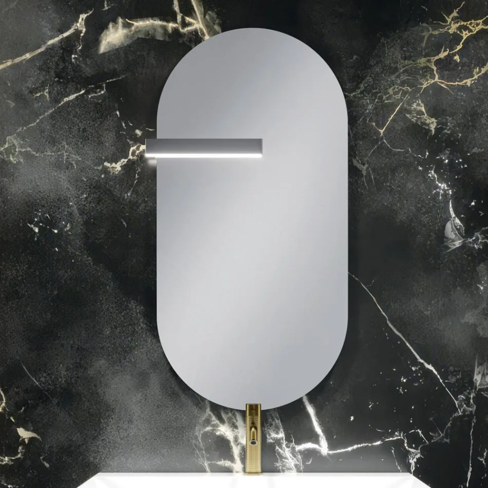 Kompozycja łazienkowa z 2 matowymi, białymi szufladami, umywalką i lustrem - Elios Viadurini