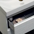 Kompozycja łazienkowa z 2 matowymi, białymi szufladami, umywalką i lustrem - Elios Viadurini