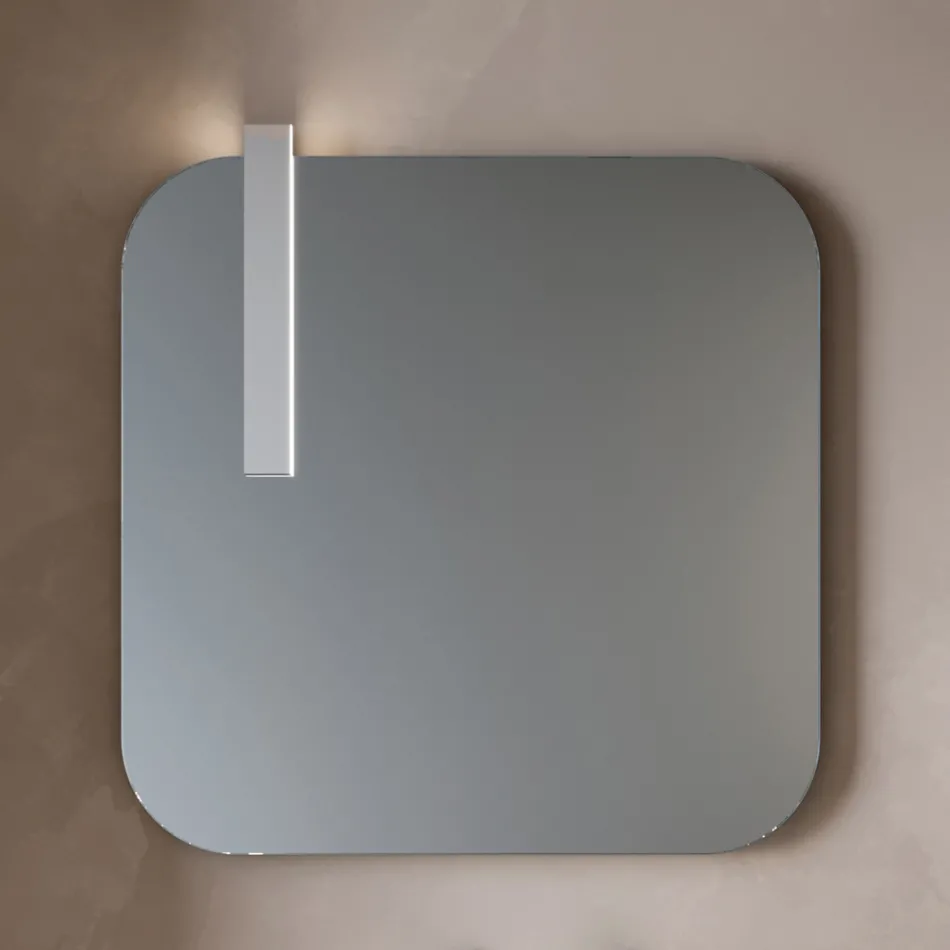 Kompozycja łazienkowa z 2 dębowymi szufladami, ceramiczną umywalką i lustrem - Titan Viadurini